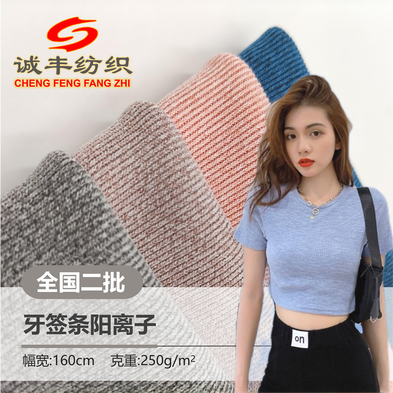 阳离子牙签条250g 1*1人丝罗纹坑条裤子半身裙卫衣家居服针织面料