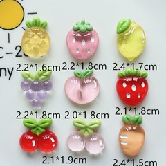 透明水果草莓柠檬葡萄水蜜桃树脂水果DIY饰品手工发夹配件批发