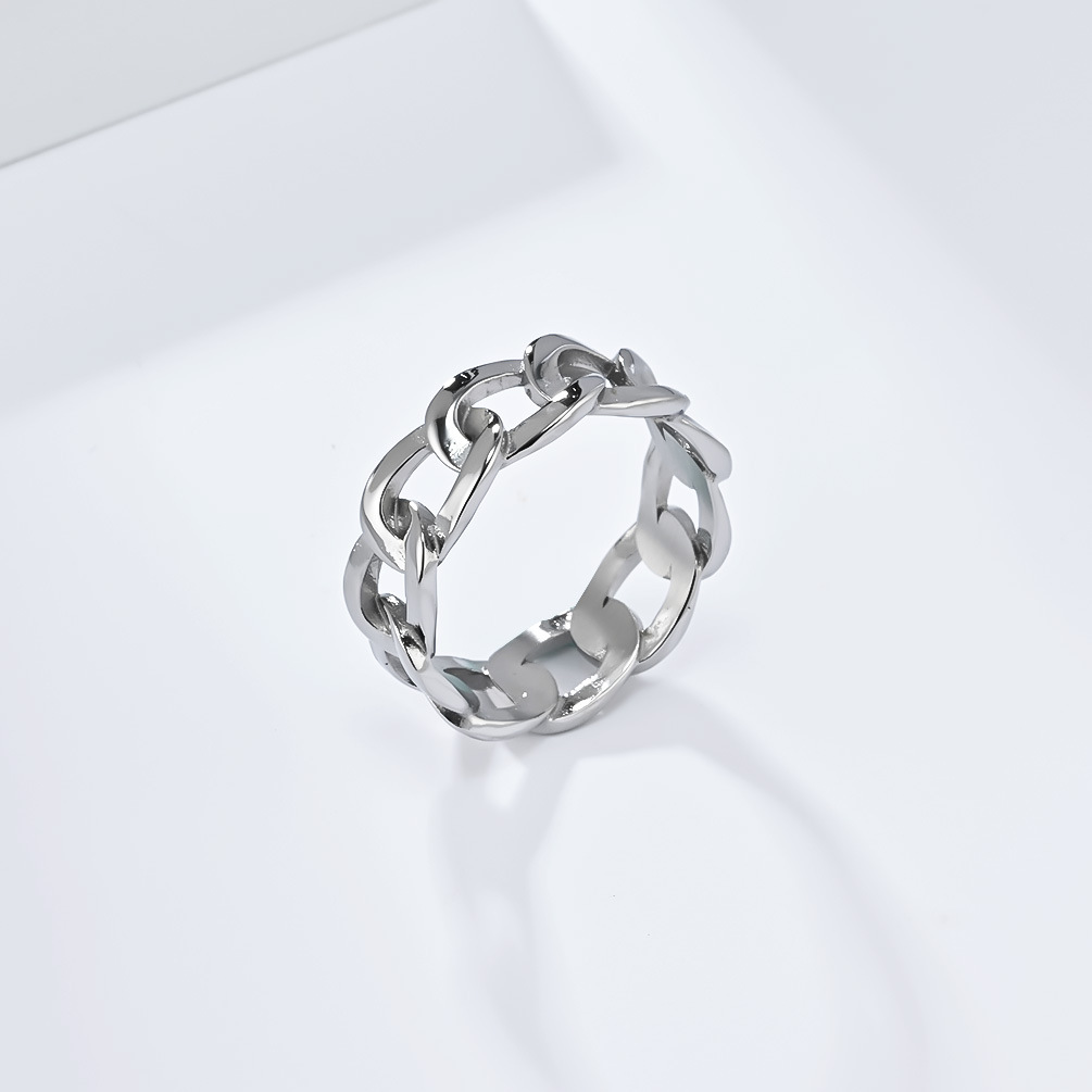 Minimalistischer Cuban Chain Ring Edelstahl Ring Für Paare_voghion.com