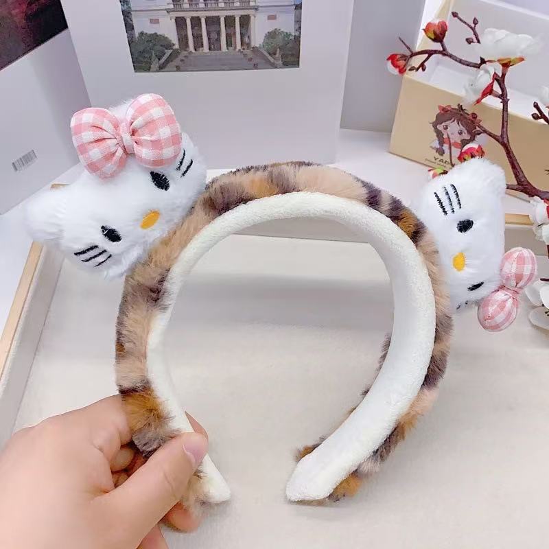 可爱猫猫毛绒豹纹发箍洗脸化妆敷面膜专用卡通头箍发卡发饰女|undefined