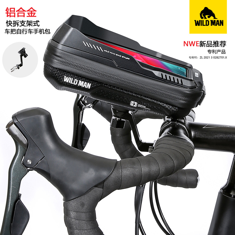 Hombre salvaje bicicleta bolsa de mango primera bolsa colgante ciclismo bicicleta pantalla táctil teléfono móvil soporte bolsa transfronteriza