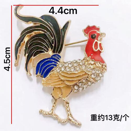 [Professional chicken making] Twelve zodiac chicken brooch, male and female zodiac year jewelry, cute gold corsage badge