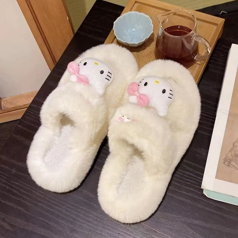 秋冬の新型の厚い底の毛のスリッパの外は女性の皮のファッションの高級な双ボタンの柔らかい底を着て軽くて豪華で軽くて糞感を踏みます。|undefined