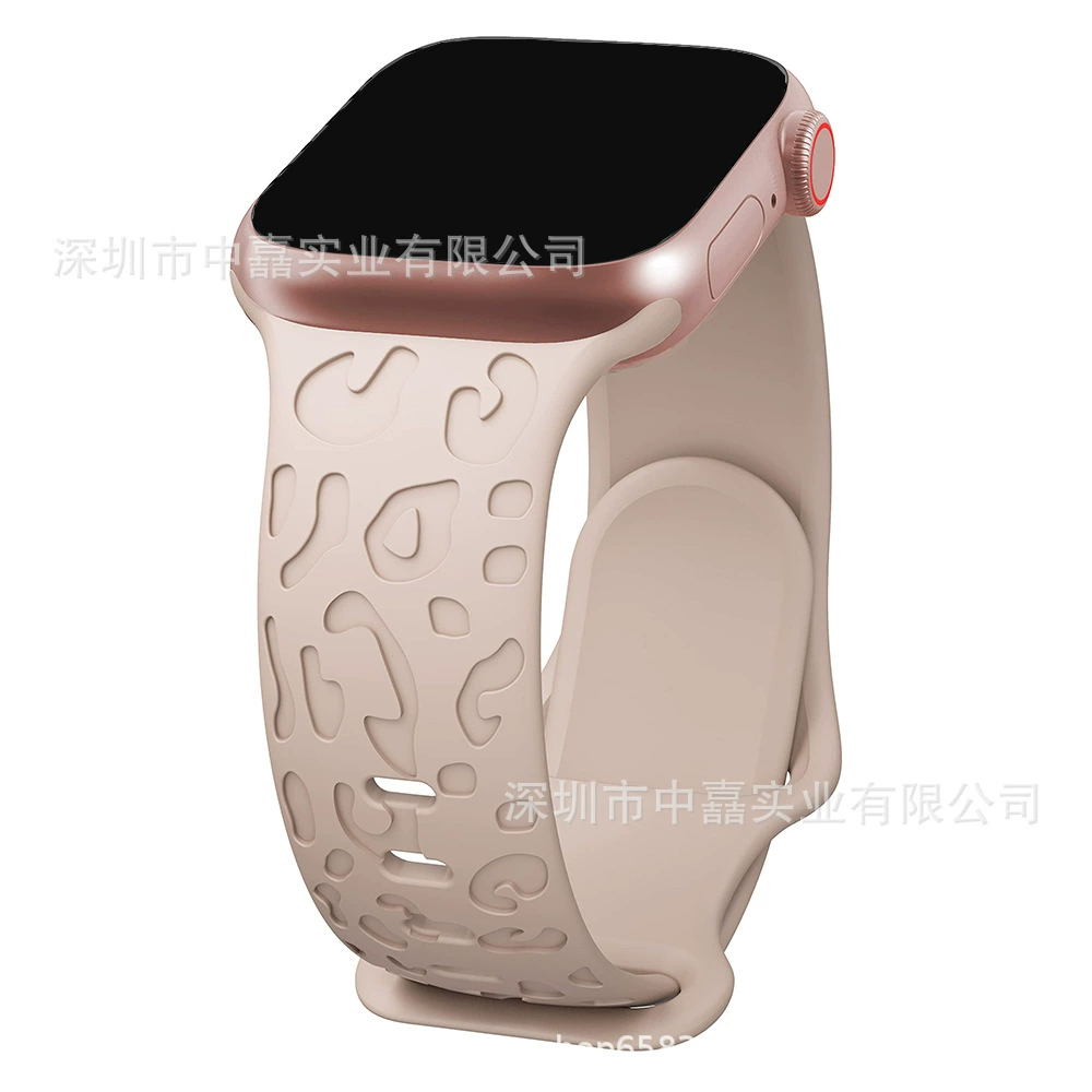 Silicone Watch Strap Apple compatible, 38–49 mm, soft leopard-texture band