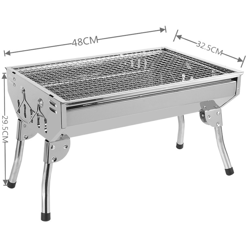 Pequeña parrilla de acero inoxidable engrosada parrilla de barbacoa portátil de carbón para el hogar BBQ equipo para exteriores parrilla de carbón para barbacoa