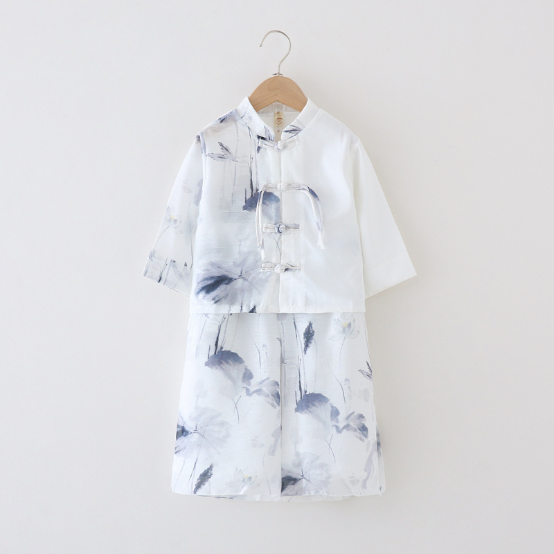 漢服男童套裝2024春秋新款中國風寶寶中式古裝兒童復古國學演出服