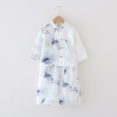 漢服男童套裝2024春秋新款中國風寶寶中式古裝兒童復古國學演出服