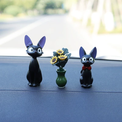 Car Interior Accessories, Car ornaments - big-cat-kitten-ornaments-vase-sunflower-free-traceless-glue