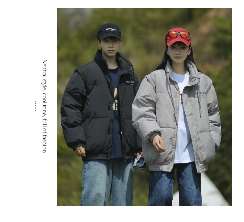 Gilet unisex staccabile a doppia manica in cotone, marchio alla moda, di nicchia, per studenti, caldo, antivento, vestibilità ampia, piumino_voghion.com