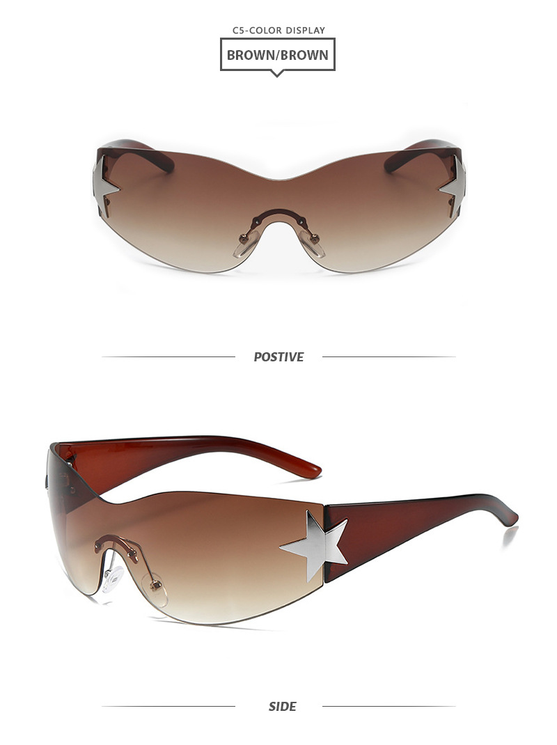 Fashion Style Fashion Star PC UV400 Protection Special-Shaped Mirror Frameless Sports Sunglasses