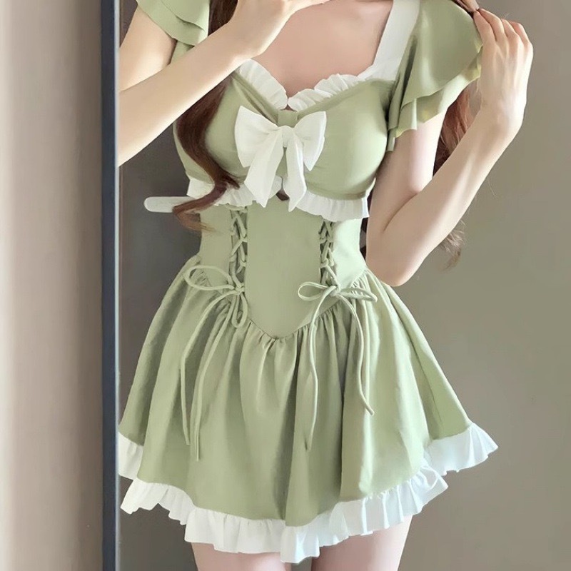 Traje de baño de una pieza para mujer de alta gama verano nuevo estilo lindo y dulce vestido de princesa estilo conservador que cubre la carne vacaciones al por mayor