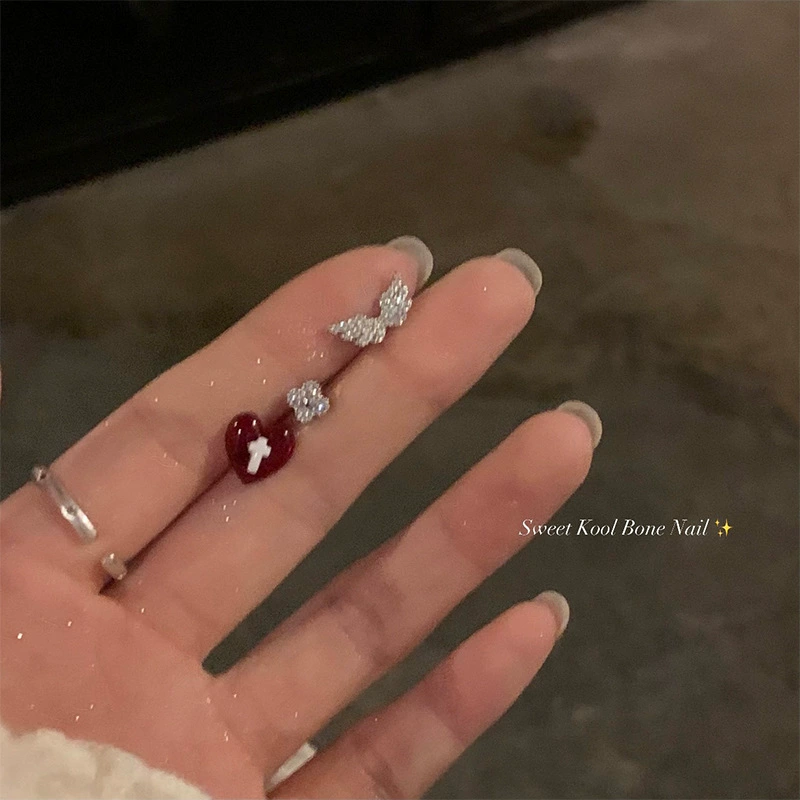 Серьги, сердце и крылья ангела из нержавеющей стали с цирконием, новая коллекция
