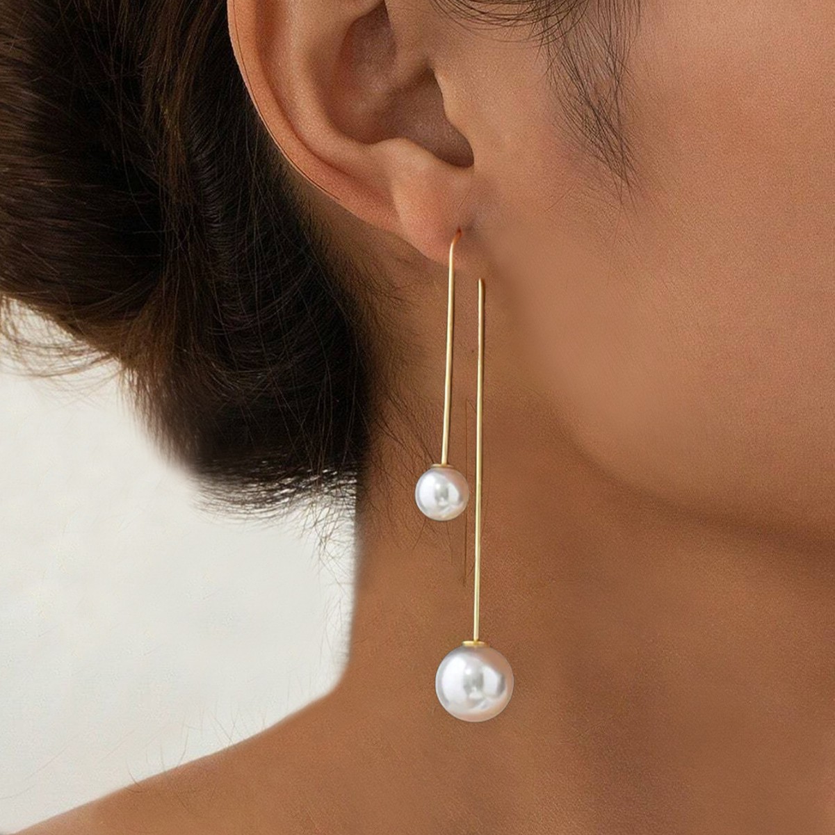 fashionable elegant long universal earrings from pearl
