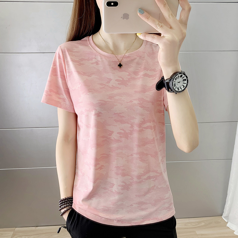 Summer Ice Silk Quick-Drying T-Shirt for Women Outdoor Breathable Sports Loose Ultra-Thin Short-Sleeved Men's Clearance New Couple Half-Sleeved