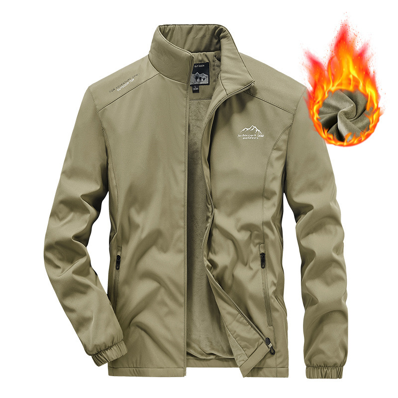 High-Quality Jacket for Men in Autumn and Winter, Versatile Casual Velvet Stand-Up Collar Dad Jacket, Cross-Border Jacket for Middle-Aged People