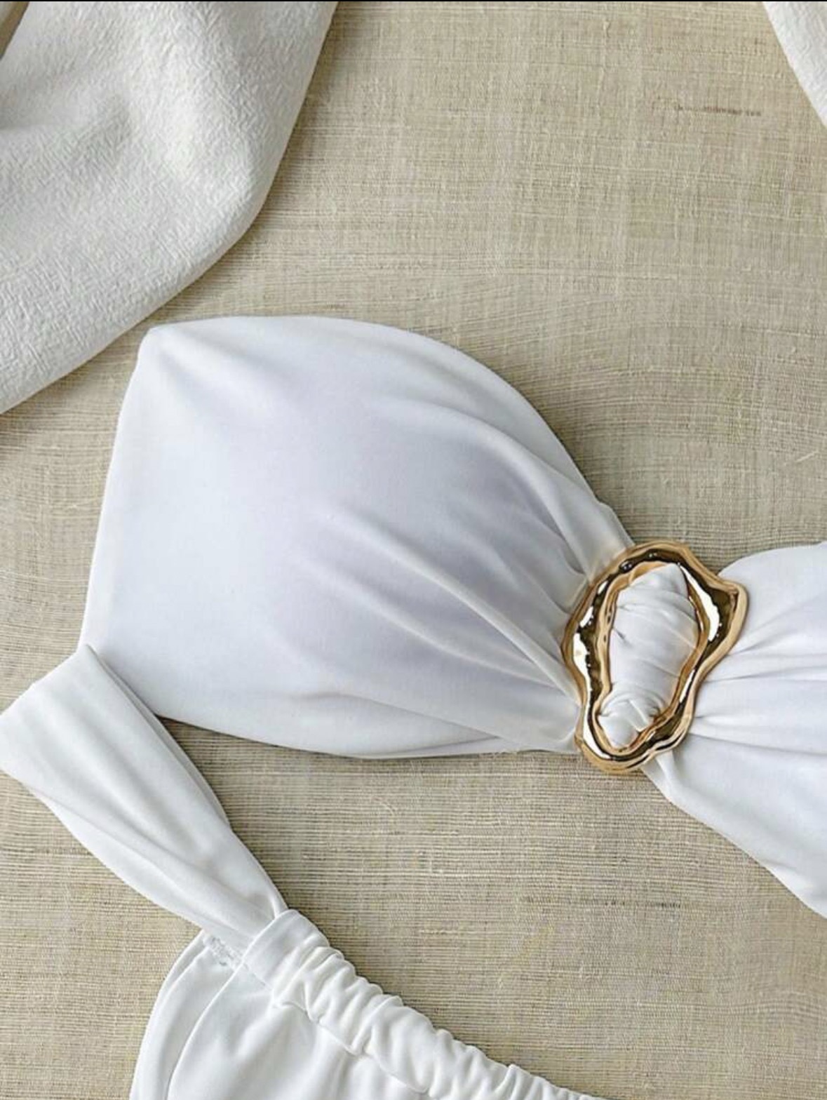 Dames bikini set metallic met ring detail bandeau high-cut_voghion.com