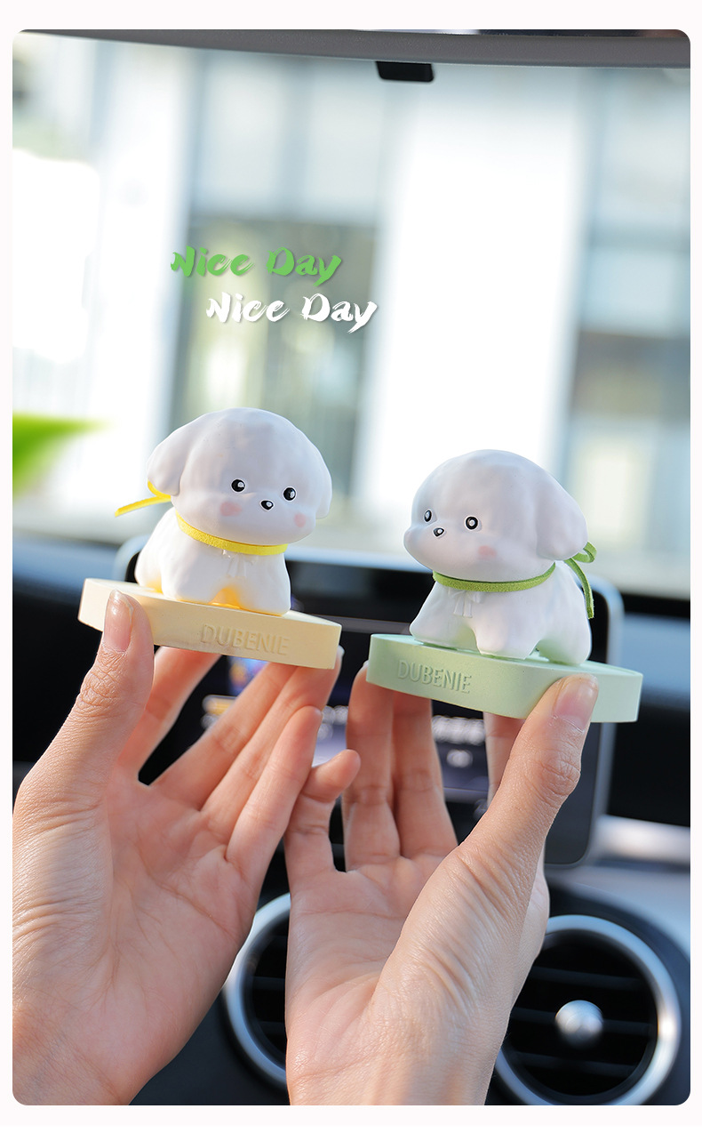 Small Milk Dog Car Aromatherapy Center Console Ornaments Diffuser Stone Cute and Lively Bichon Car Small Fresh Home Accessories