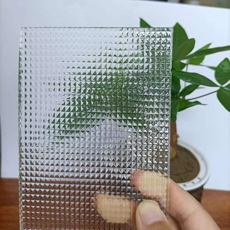 3mm4mm5mm透明水晶双方格雨花金丝千禧格压花玻璃原片