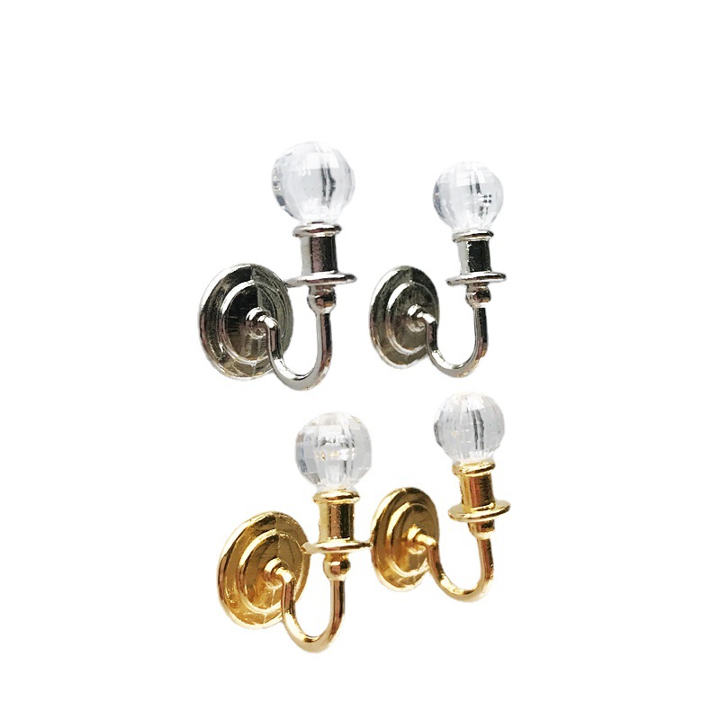 1:12 Dollhouse mini modelo ob11 decoración plata/oro cristal lámpara de pared un par nuevo