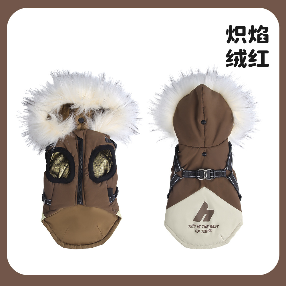 Ropa de invierno para perros con gorras de cuello de lana gruesas y cálidas que osos para perros pequeños y medianos con chaqueta de algodón gruesa.