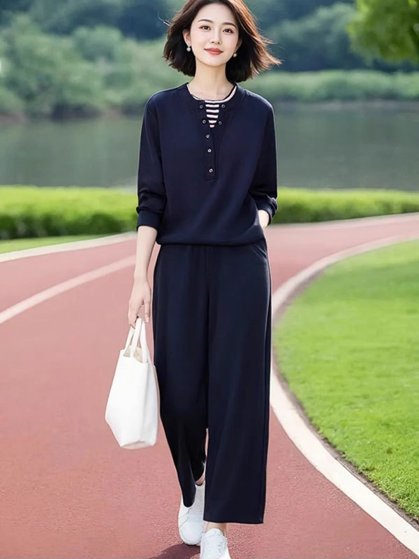休闲运动套装女2025搭配一整套超火早秋穿搭韩系减龄休闲两件套|undefined