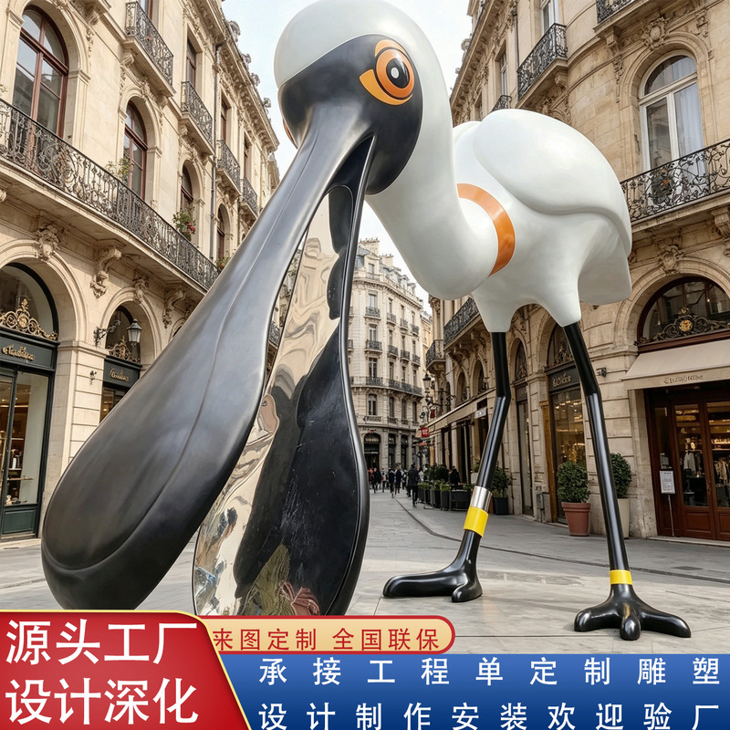 Large Fiberglass Sculpture of Cartoon Animal Ip Mascot for Outdoor Commercial Streets and Creative Mall Entrance Points