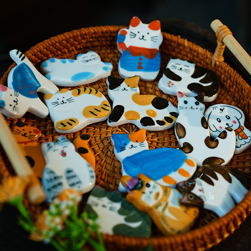 景德镇陶瓷猫咪冰箱贴装饰文创景德镇咖啡店陶瓷工艺品批发|undefined