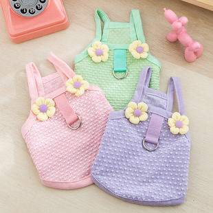 Cat Spring and Summer K-Style Fresh Stereo Flower Traction Sling Small and Medium-Sized Dogs Pet Cat Clothes