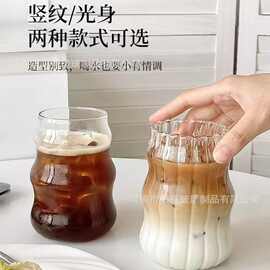 餐厅高硼硅玻璃吸管杯创意咖啡杯牛奶杯耐热加厚竹盖吸管杯定制