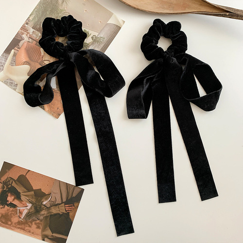 Spring and summer new style headband black velvet hair accessories retro internet celebrity bow large intestine circle headband strap headband