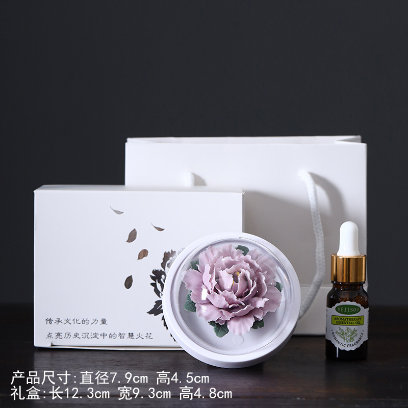 皓塵手作り磁器花香薫拡香器陶磁器手作りつまみ花牡丹花置物高級客先のお土産