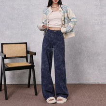 复古棕色高腰直筒灯芯绒休闲裤女秋季百搭宽松显瘦垂感阔腿拖地裤