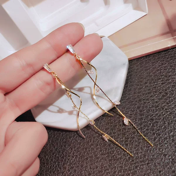 S925 Silver Needle Retro Tassel Earrings 2026 New Trendy Long Style Korean Style Zircon Earrings Popular Online Earrings for Women
