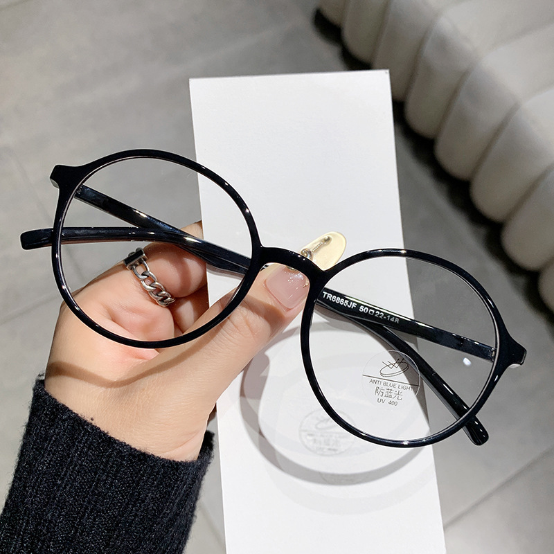 Ultra-Light Tr90 Japanese-Style Coffee Green Small Round Frame Glasses for Nearsighted Women, Customizable Prescription, Natural Look Eyeglass Frame 6865