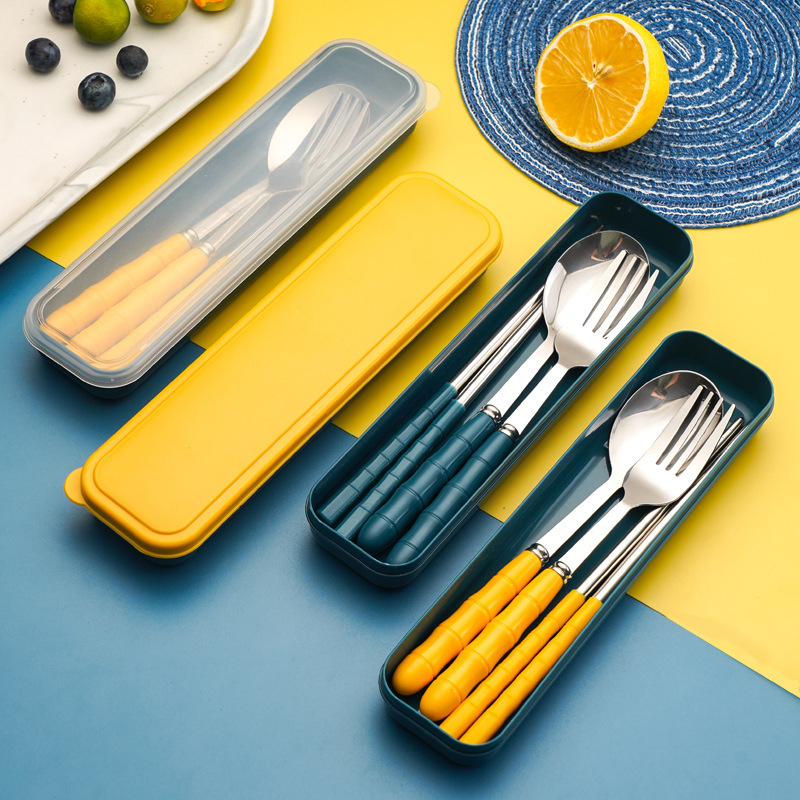 Tableware set stainless steel chopsticks fork spoon opening activities conveniently push small gifts wholesale printed logo