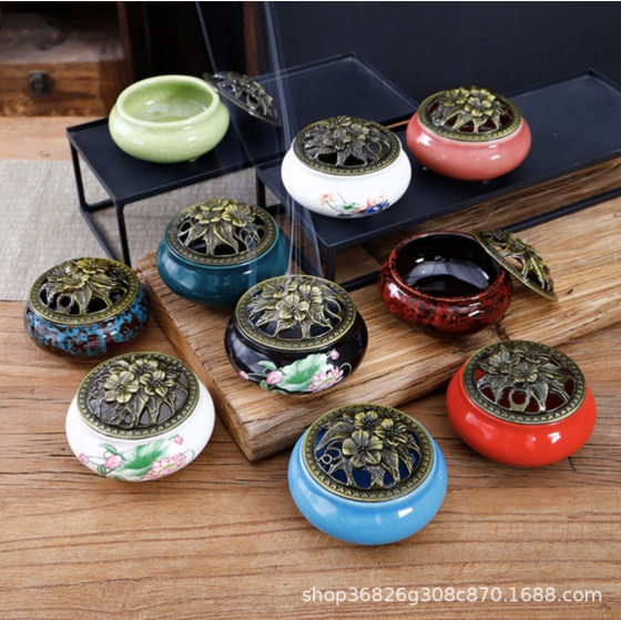 Incense burner wholesale coil incense burner Ai Zhu incense burner home incense ceramic incense burner indoor multi-use mosquito-repellent incense burner purple sand stove