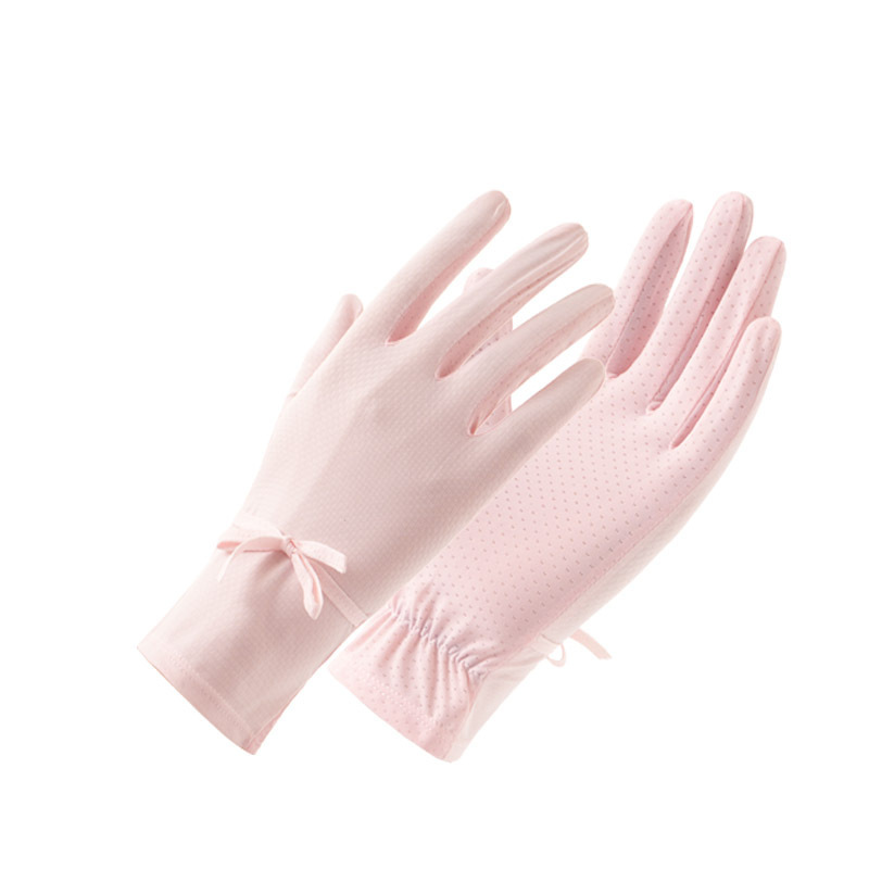Guantes de protección solar de las mujeres fina protección UV seda de hielo alta elástica verano al aire libre equitación arco guantes de pantalla táctil