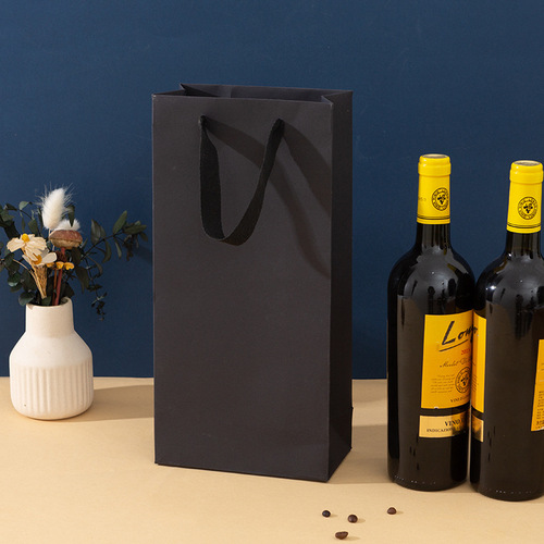 Red Wine Handheld Bag Packaging Paper Box Single Double Wine Gift Paper Bag 2 Pieces Set Ideal Gift