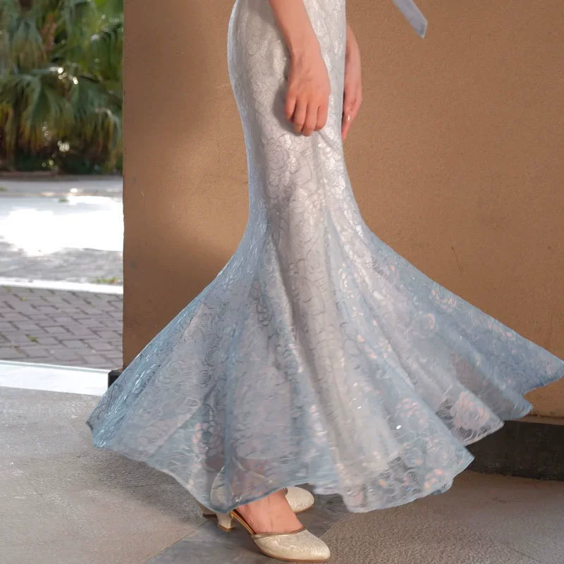 Fitted brace, cheongsam, summer skirt, Chinese style, fish tail