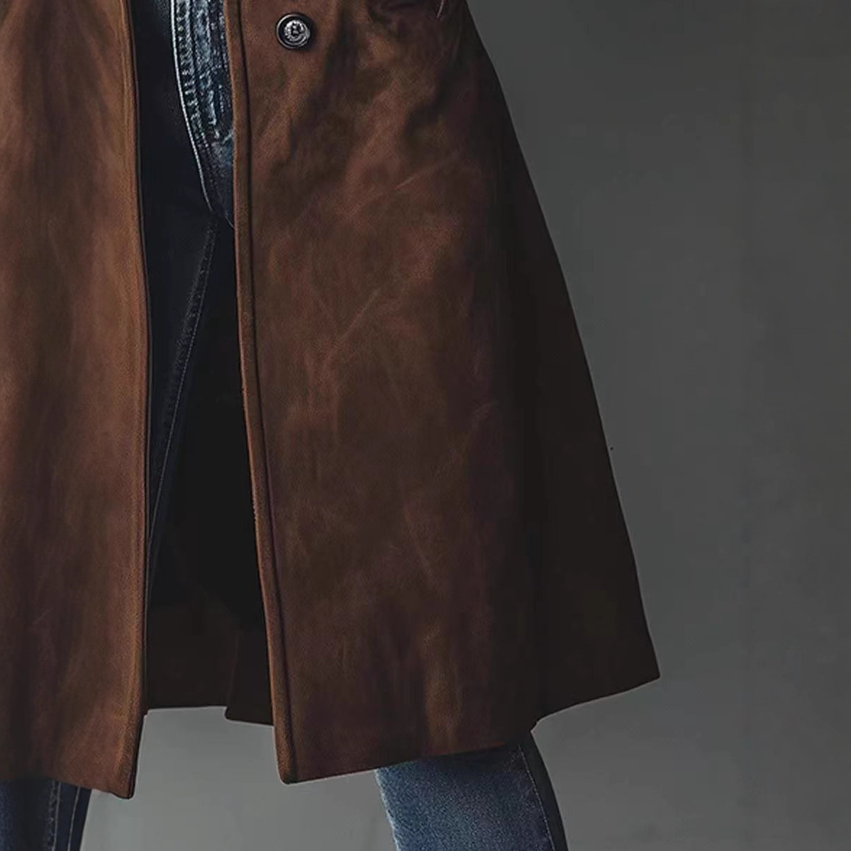 2026 High-Quality European and American Amazon Cross-Border Women's Autumn and Winter Outwear Lapel Suede Long Windbreaker Jacket