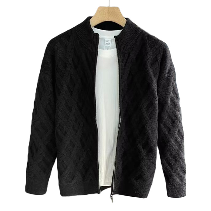 Explosiones transfronterizas de tamaño grande europeo jersey cardigan suéter chaqueta de hombre chaqueta con cremallera collar fábrica de negocios al por mayor