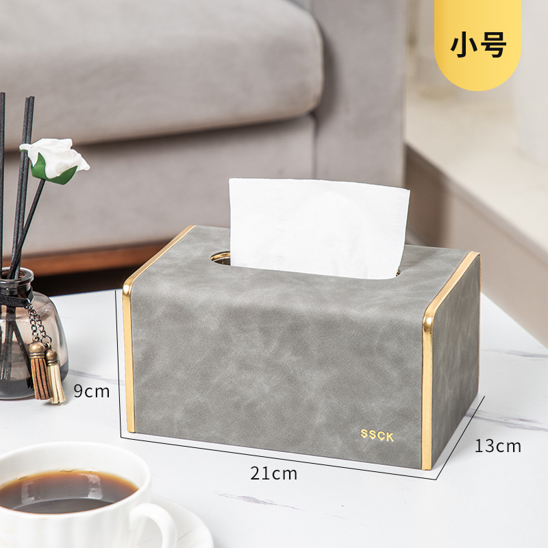 Caja de tejido de cuero del hogar Luz de lujo sala de estar Hotel comercial multi-función caja de tejido impresión caja de almacenamiento de control remoto