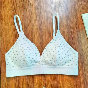 Triangle Cup small chest underwear women's threaded cotton wireless comfortable skin-friendly breathable anti-sagging bra autumn and winter Four Seasons
