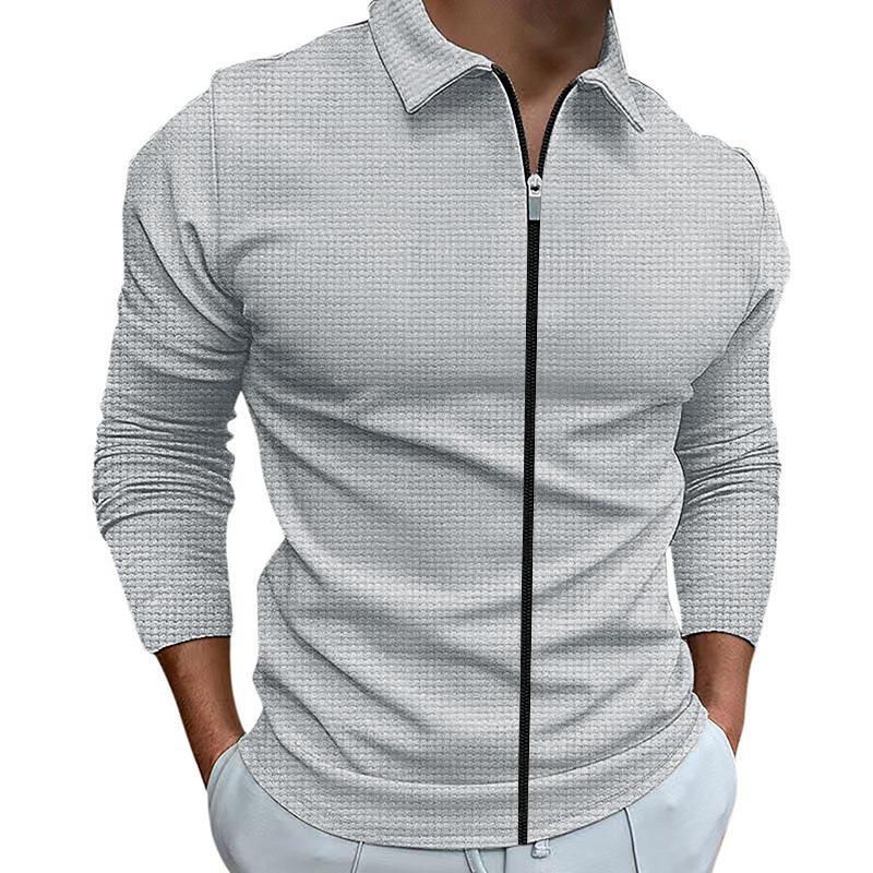 2023 nueva chaqueta de waffle chaqueta de solapa para hombres jóvenes y de mediana edad de moda para hombres al aire libre Top deportivo