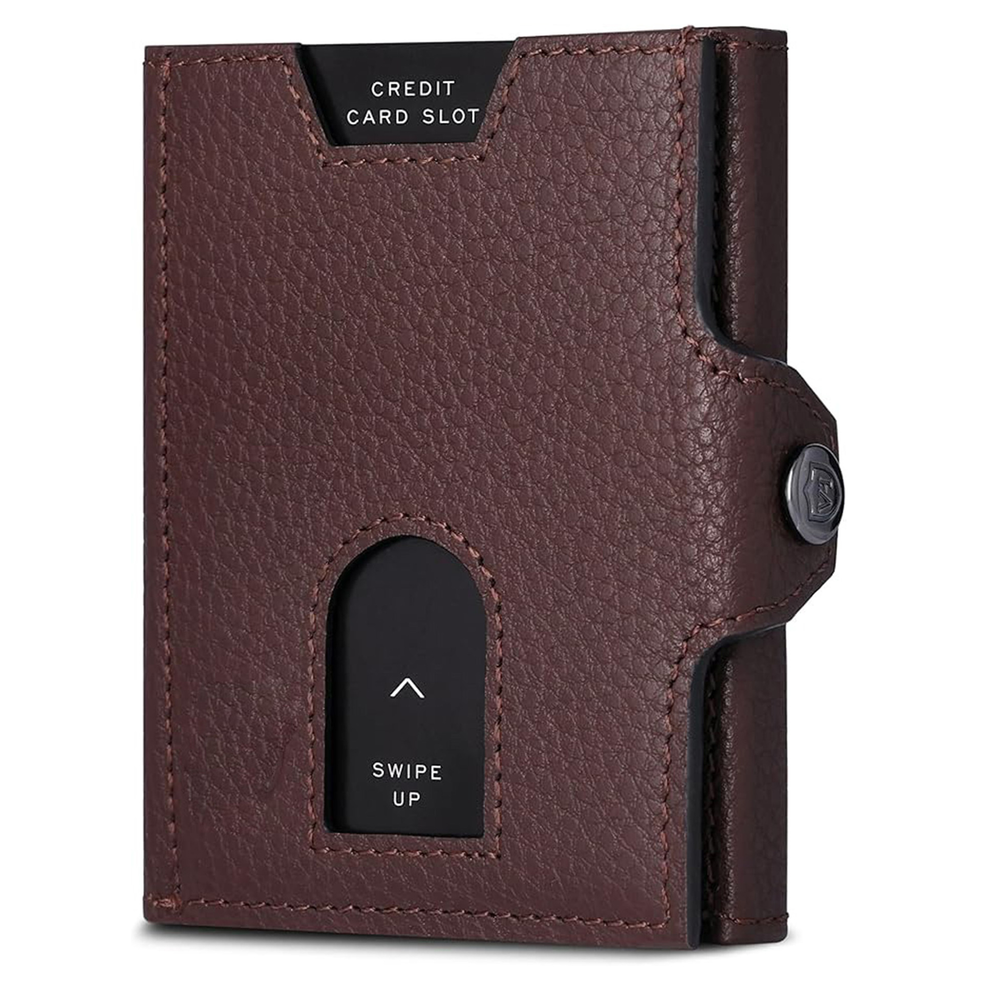 Amazon cuero RFID anti-robo bolso de tarjetas de cuero multifuncional con botón bolso de cambio de moda de negocios bolso de hombre