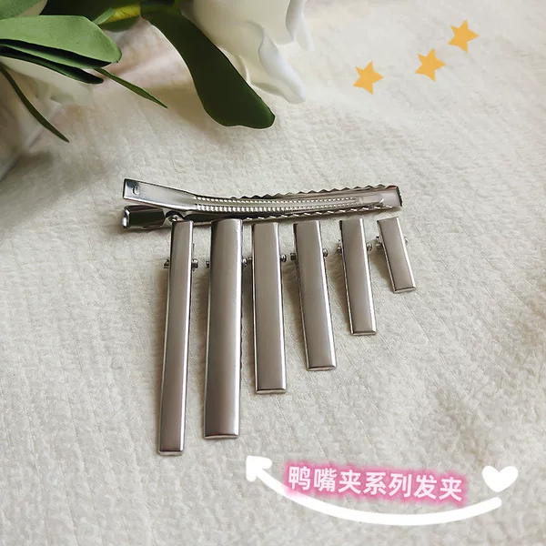 silver square duck bill clip diy headdress material electroplated bright face sweet cool hairpin bow bottom clip hair accessories