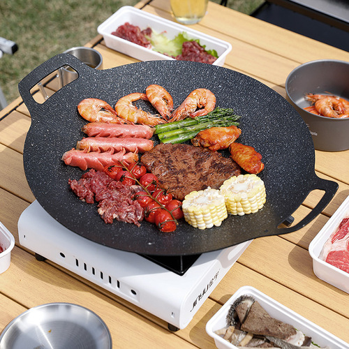 Wholesale Cardboard Stove Beef Steak BBQ Non-stick Mafanstone Round Outdoor Korean Portable Grill Baking Pan