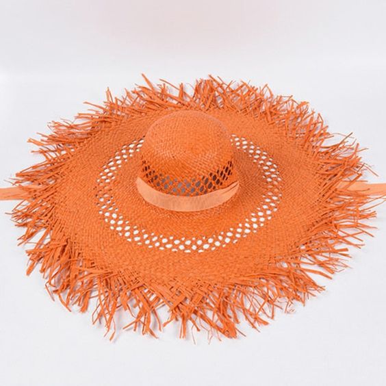 Wide Brim Raffia Straw Sun Hat For Women Hepburn Style Beach Visor_voghion.com