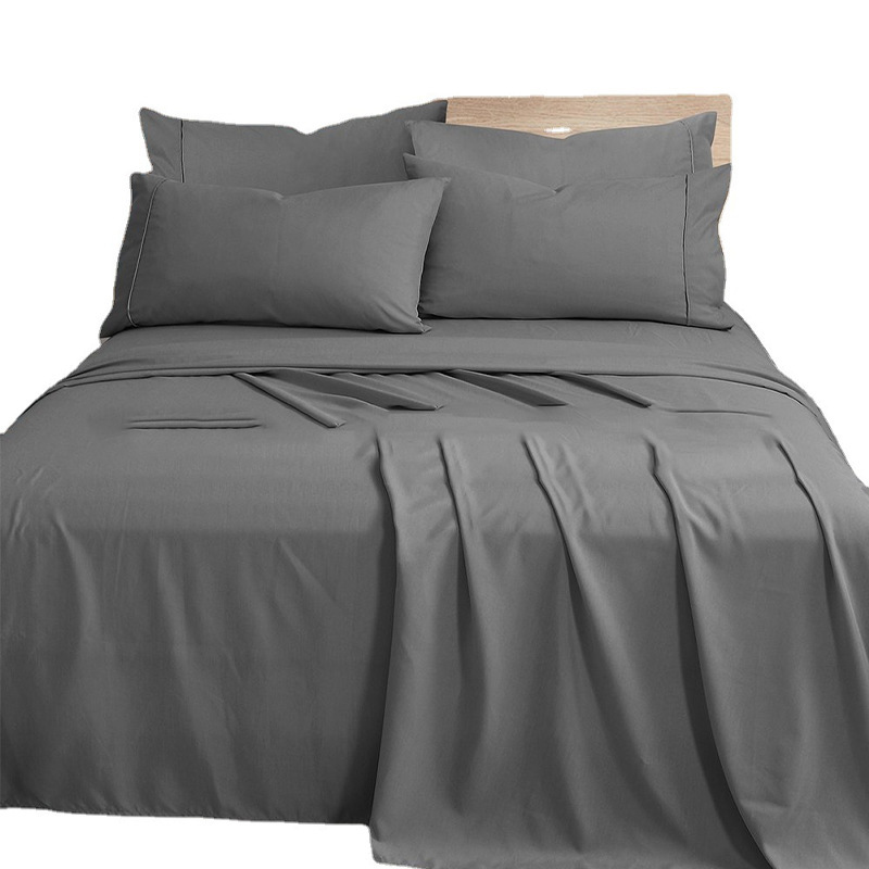 Fabricante directo de suministro transfronterizo simple cuatro piezas de sábanas de fibra de bambú cama de cama de cama de cama cubierta de almohada cubierta de polvo de cuatro estaciones