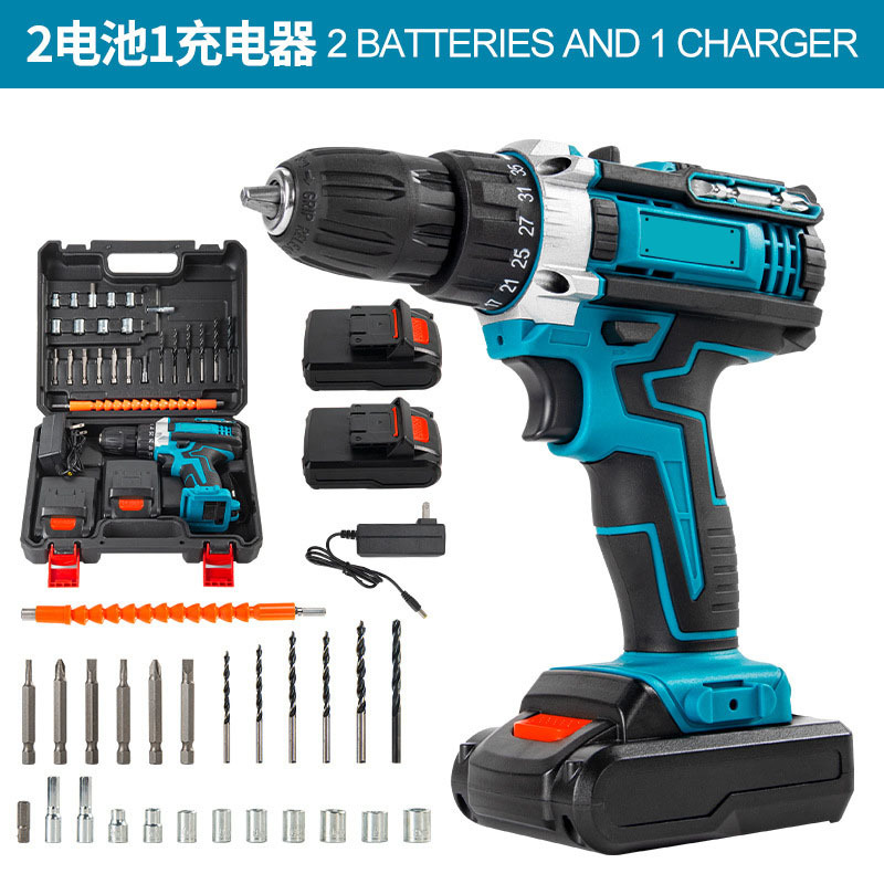 Doméstico multifuncional 21V taladro de impacto recargable batería de litio transfronteriza taladro eléctrico destornillador eléctrico conjunto de taladro eléctrico